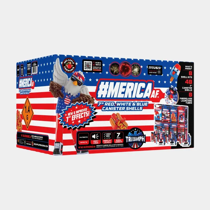 #MericaAF™ 6 Shot 7" Red, White & Blue Canister Shells - Image 3