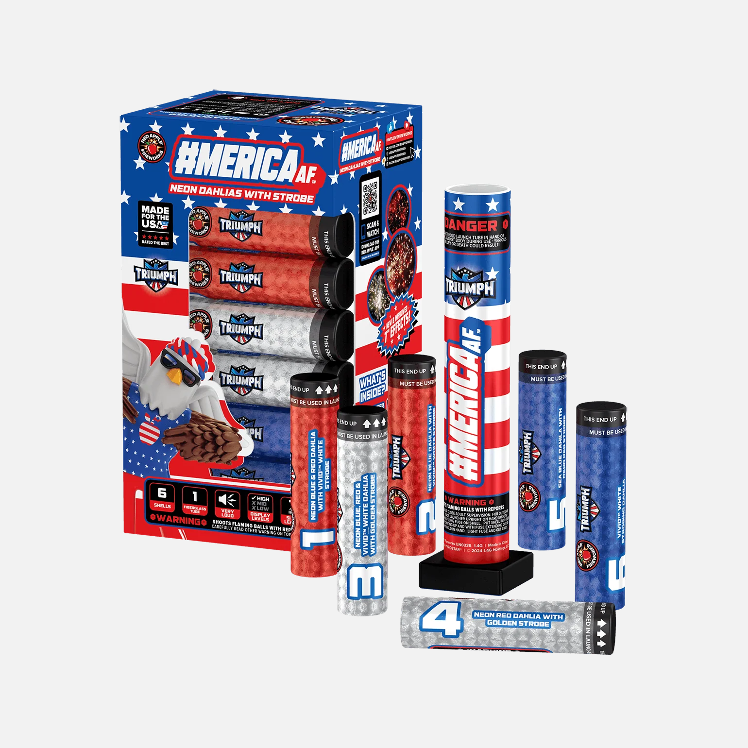 #MericaAF™ 6 Shot 7" Red, White & Blue Canister Shells - Image 6